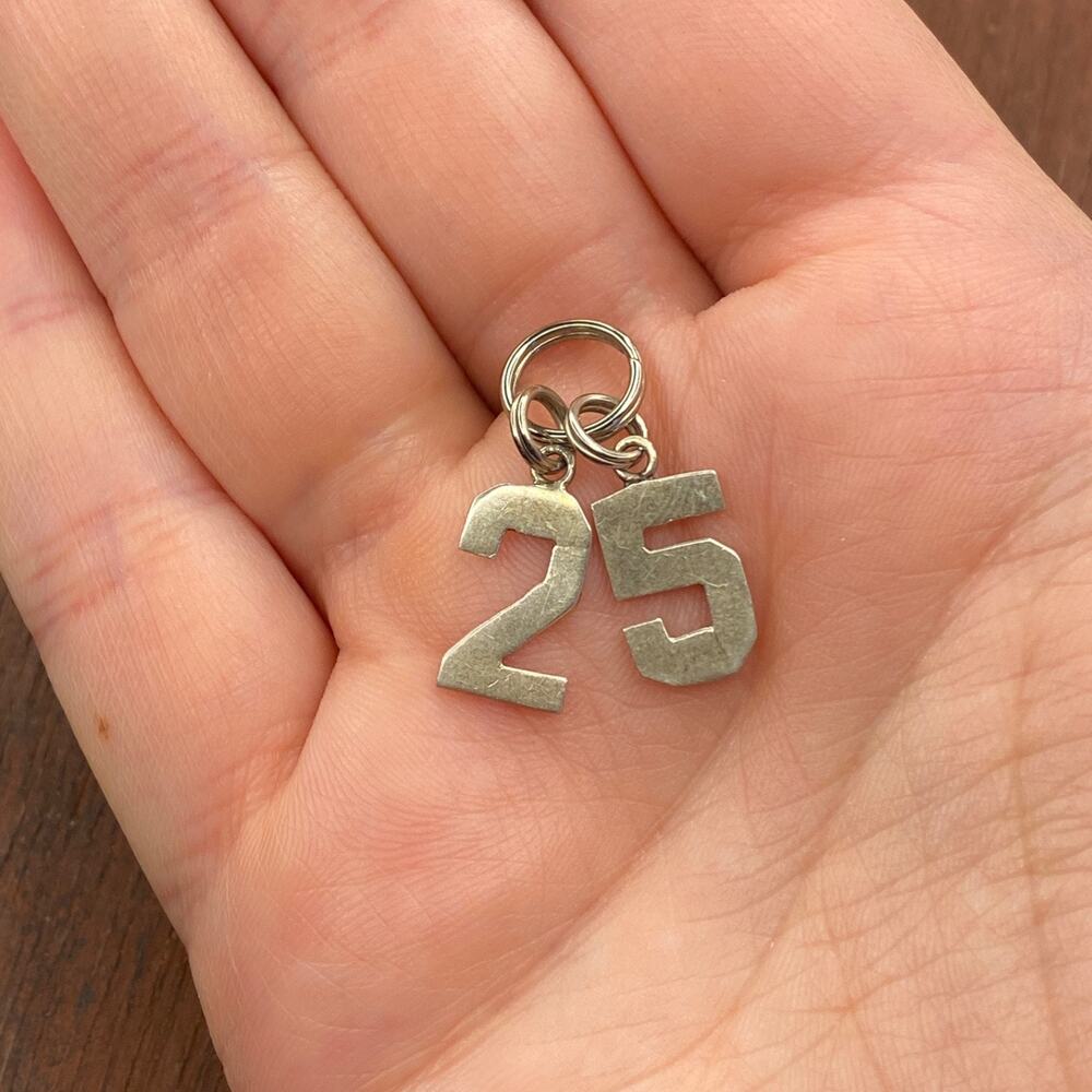 Vintage 925 Sterling Silver "25" Year Age Graduation Pendant Bracelet Charm